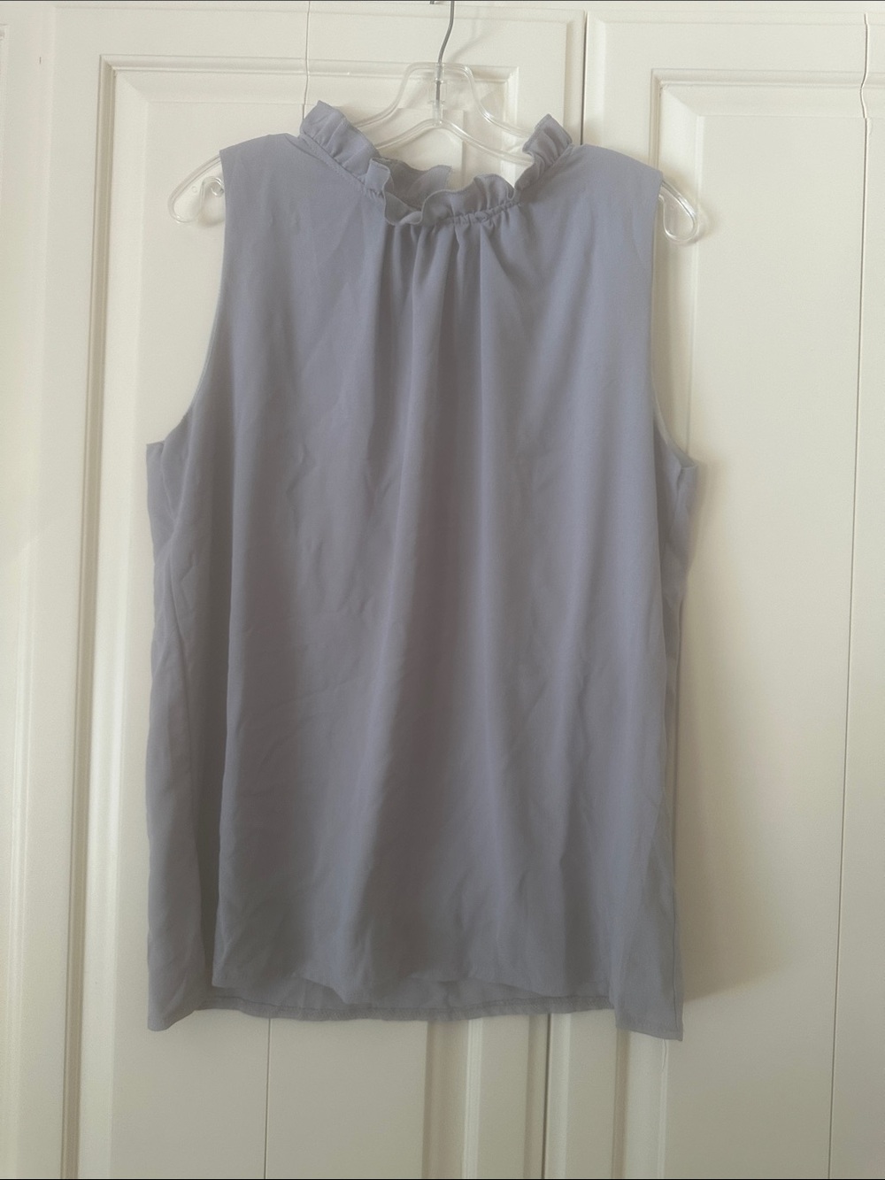Soft Blue Ruffle-Neck Sleeveless Camisole